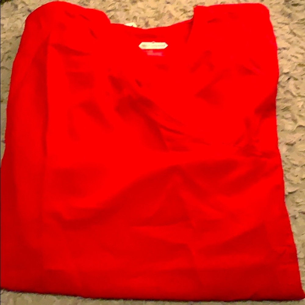 Red scrub shirt